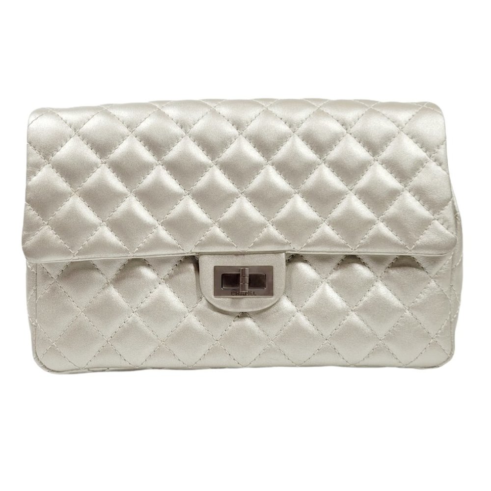 Chanel 2.55 Silver Quilted Calfskin Reissue Clutch
